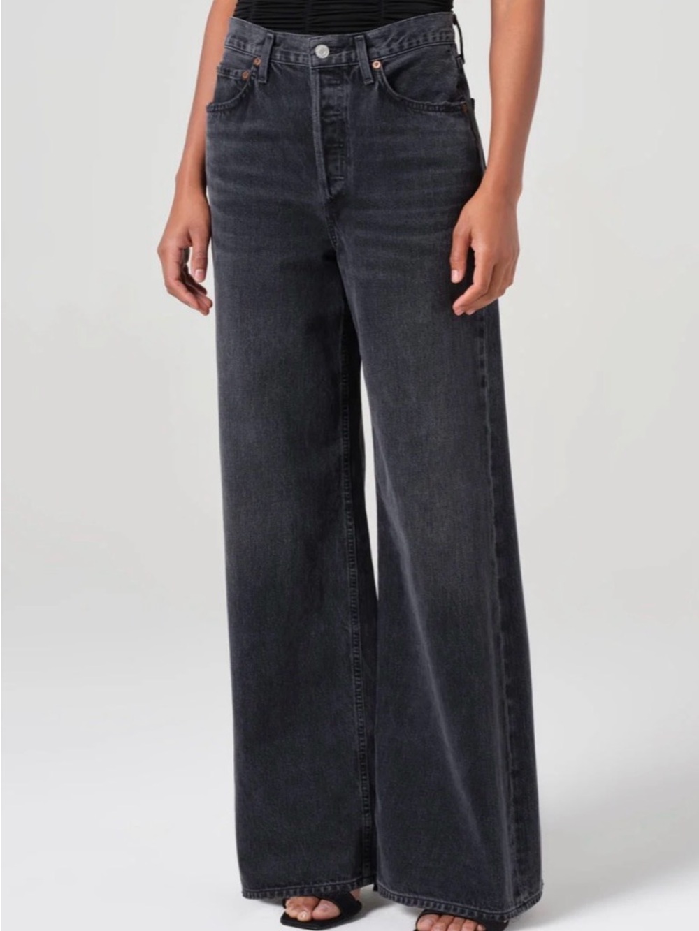 Agolde Wide-Leg High-Rise Jeans - Black Wash